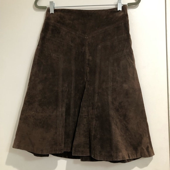 ATL Studio Brown Suede Trumpet Skirt Sz. 0 - Picture 1 of 8